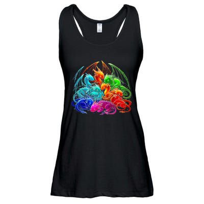 Colorful Baby Dragon Cute Pretty Birthday Ladies Essential Flowy Tank