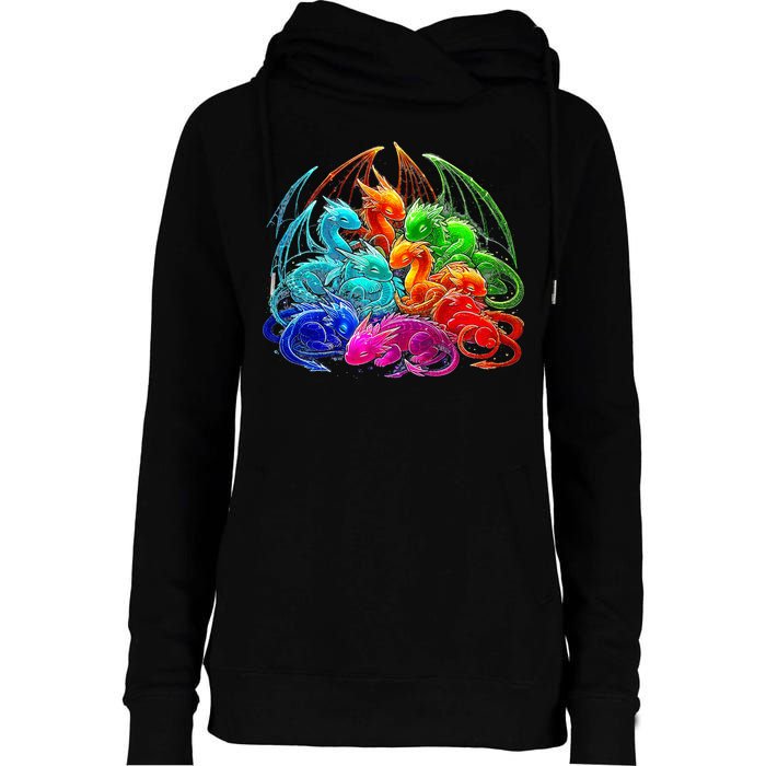 Colorful Baby Dragon Cute Pretty Birthday Womens Funnel Neck Pullover Hood