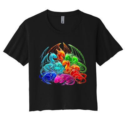 Colorful Baby Dragon Cute Pretty Birthday Women's Crop Top Tee