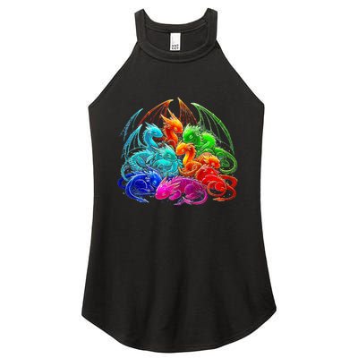 Colorful Baby Dragon Cute Pretty Birthday Women's Perfect Tri Rocker Tank