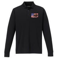 Cool Bison Design Buffalo Bison Lovers Performance Long Sleeve Polo