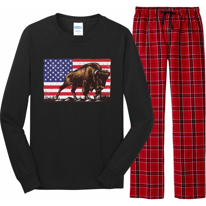 Cool Bison Design Buffalo Bison Lovers Long Sleeve Pajama Set