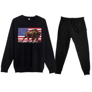 Cool Bison Design Buffalo Bison Lovers Premium Crewneck Sweatsuit Set