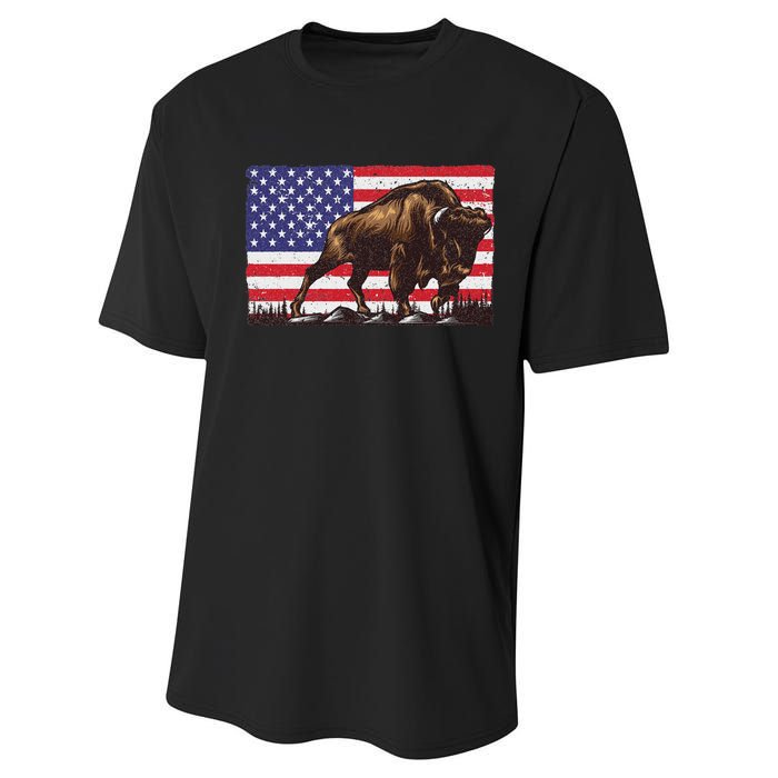 Cool Bison Design Buffalo Bison Lovers Performance Sprint T-Shirt