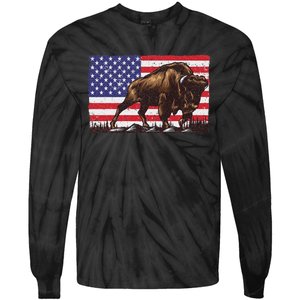 Cool Bison Design Buffalo Bison Lovers Tie-Dye Long Sleeve Shirt