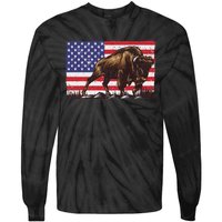 Cool Bison Design Buffalo Bison Lovers Tie-Dye Long Sleeve Shirt