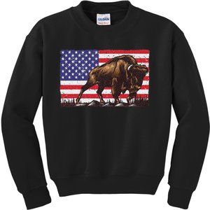 Cool Bison Design Buffalo Bison Lovers Kids Sweatshirt