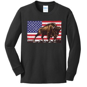 Cool Bison Design Buffalo Bison Lovers Kids Long Sleeve Shirt