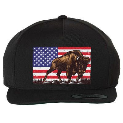 Cool Bison Design Buffalo Bison Lovers Wool Snapback Cap