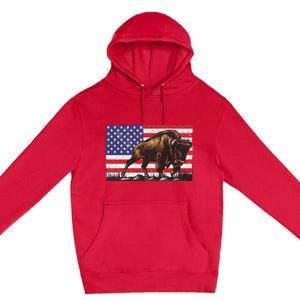 Cool Bison Design Buffalo Bison Lovers Premium Pullover Hoodie