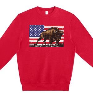 Cool Bison Design Buffalo Bison Lovers Premium Crewneck Sweatshirt