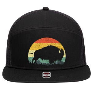 Cool Bison Design For Women Buffalo Bison Lovers 7 Panel Mesh Trucker Snapback Hat