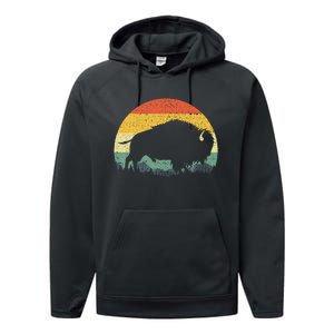 Cool Bison Design For Women Buffalo Bison Lovers Performance Fleece Hoodie