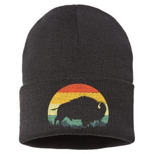 Cool Bison Design For Women Buffalo Bison Lovers Sustainable Knit Beanie