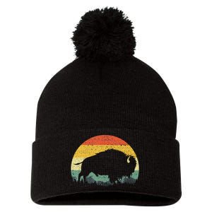 Cool Bison Design For Women Buffalo Bison Lovers Pom Pom 12in Knit Beanie