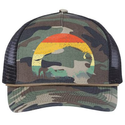 Cool Bison Design For Women Buffalo Bison Lovers Retro Rope Trucker Hat Cap