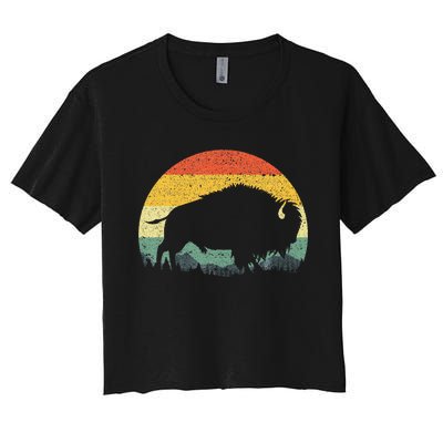 Cool Bison Design For Women Buffalo Bison Lovers Women's Crop Top Tee