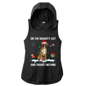 Christmas Boxer Dog Naughty List And I Regret Nothing Xmas Gift Ladies PosiCharge Tri-Blend Wicking Draft Hoodie Tank