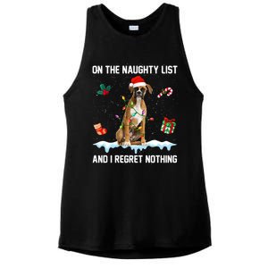 Christmas Boxer Dog Naughty List And I Regret Nothing Xmas Gift Ladies PosiCharge Tri-Blend Wicking Tank