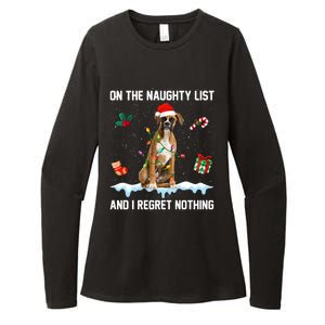 Christmas Boxer Dog Naughty List And I Regret Nothing Xmas Gift Womens CVC Long Sleeve Shirt