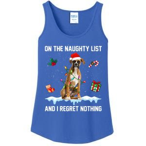 Christmas Boxer Dog Naughty List And I Regret Nothing Xmas Gift Ladies Essential Tank