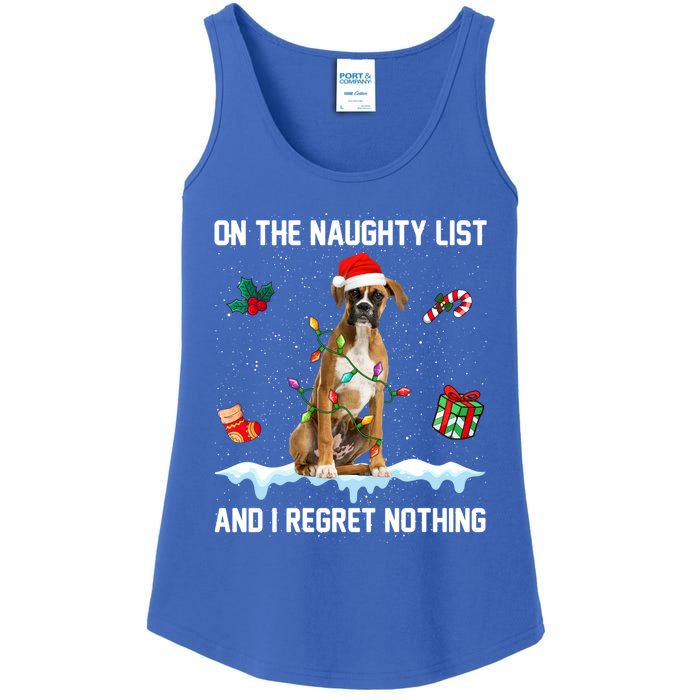 Christmas Boxer Dog Naughty List And I Regret Nothing Xmas Gift Ladies Essential Tank