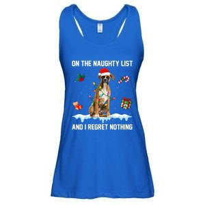 Christmas Boxer Dog Naughty List And I Regret Nothing Xmas Gift Ladies Essential Flowy Tank