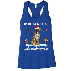 Christmas Boxer Dog Naughty List And I Regret Nothing Xmas Gift Women's Racerback Tank