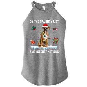 Christmas Boxer Dog Naughty List And I Regret Nothing Xmas Gift Women's Perfect Tri Rocker Tank