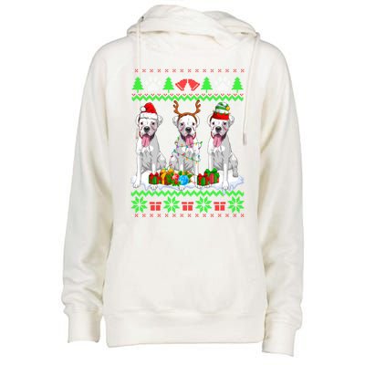 Christmas Boxer Dog Puppy Lover Ugly Xmas Sweater Meaningful Gift Womens Funnel Neck Pullover Hood