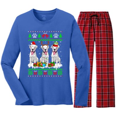 Christmas Boxer Dog Puppy Lover Ugly Xmas Sweater Meaningful Gift Women's Long Sleeve Flannel Pajama Set 