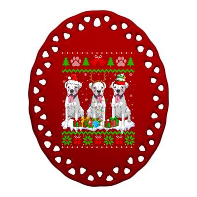 Christmas Boxer Dog Puppy Lover Ugly Xmas Sweater Meaningful Gift Ceramic Oval Ornament