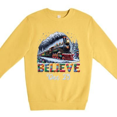 Christmas Believe Dec 25 North Pole All Abroad Premium Crewneck Sweatshirt