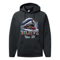 Christmas Believe Dec 25 North Pole All Abroad Performance Fleece Hoodie