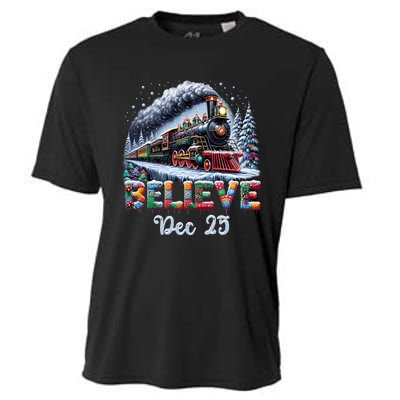 Christmas Believe Dec 25 North Pole All Abroad Cooling Performance Crew T-Shirt