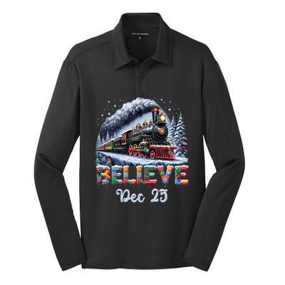 Christmas Believe Dec 25 North Pole All Abroad Silk Touch Performance Long Sleeve Polo