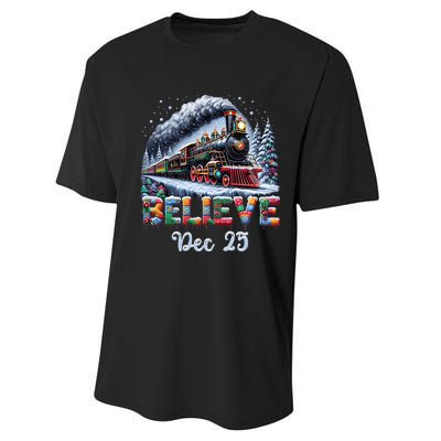 Christmas Believe Dec 25 North Pole All Abroad Performance Sprint T-Shirt