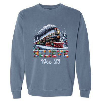 Christmas Believe Dec 25 North Pole All Abroad Garment-Dyed Sweatshirt