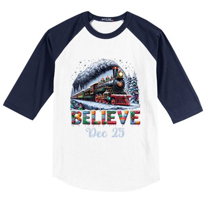 Christmas Believe Dec 25 North Pole All Abroad Baseball Sleeve Shirt