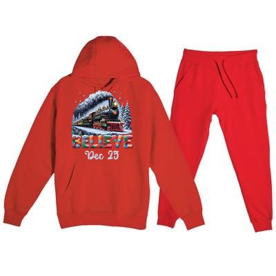 Christmas Believe Dec 25 North Pole All Abroad Premium Hooded Sweatsuit Set