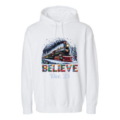 Christmas Believe Dec 25 North Pole All Abroad Garment-Dyed Fleece Hoodie