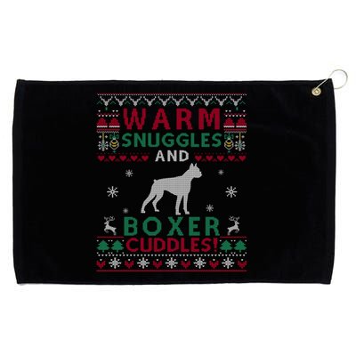 Christmas Boxer Dog Ugly Sweater Style Gift Grommeted Golf Towel