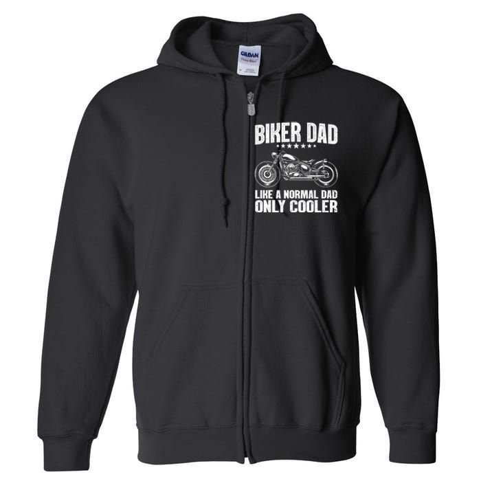 Cool Biker Design For Dad Motorcycling Motorcycle Biker Full Zip Hoodie