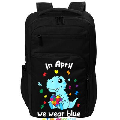 Cute Baby Dino Autism April We Wear Blue Autism Awareness Month Gift Impact Tech Backpack