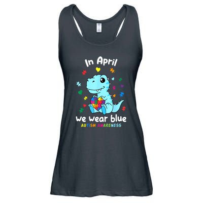 Cute Baby Dino Autism April We Wear Blue Autism Awareness Month Gift Ladies Essential Flowy Tank