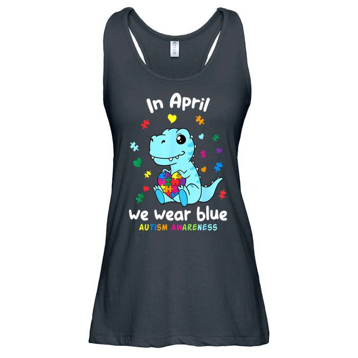 Cute Baby Dino Autism April We Wear Blue Autism Awareness Month Gift Ladies Essential Flowy Tank