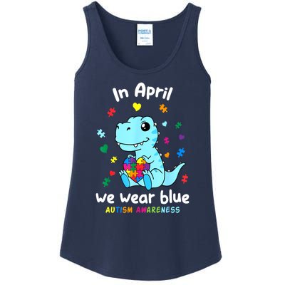 Cute Baby Dino Autism April We Wear Blue Autism Awareness Month Gift Ladies Essential Tank