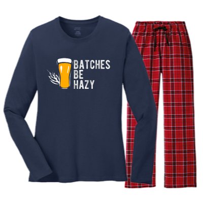 Craft Beer Design Gift Batches Be Hazy For Home Brewing Women's Long Sleeve Flannel Pajama Set 