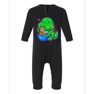 Cute Baby Dino Trex Eating Ramen Noodles Infant Fleece One Piece