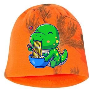 Cute Baby Dino Trex Eating Ramen Noodles Kati - Camo Knit Beanie